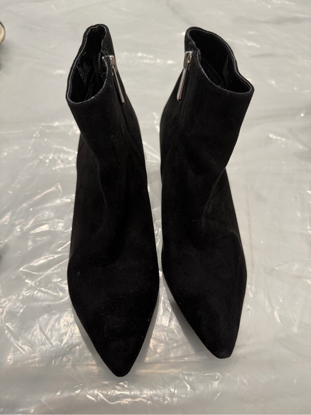 Charles by Charles David Black Suede Pointed Toe Ankle Booties with Side Zip